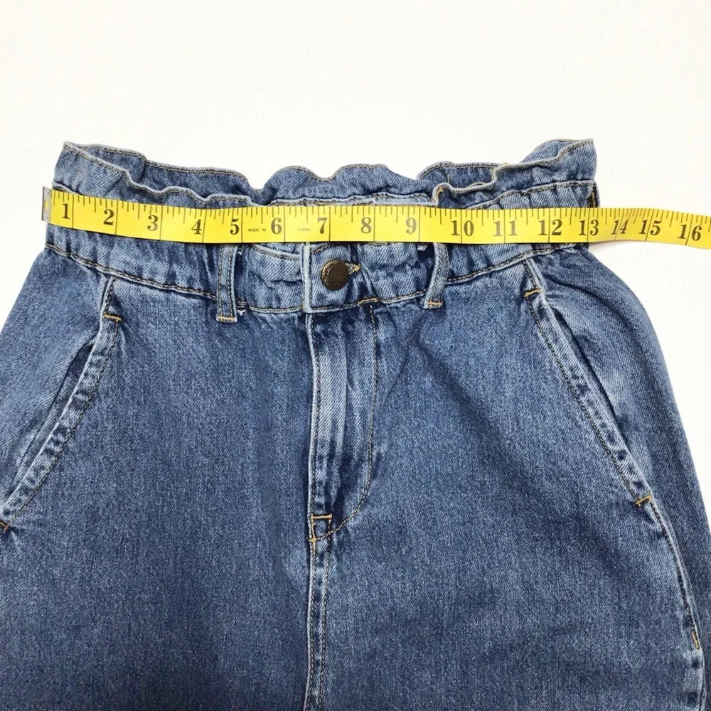 Zara High Rise Paper Bag Waist Denim Jeans Size 4 - Picture 8 of 12
